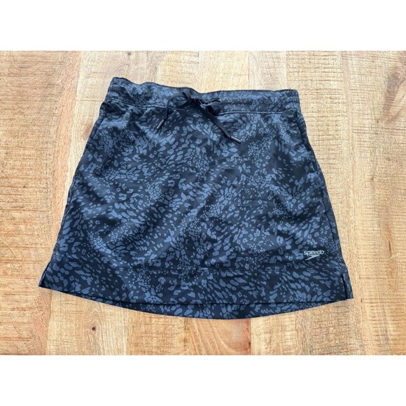 Speedo Women's Black Leopard Cheetah Skort Athletic Swim Quick Dry Small - Picture 1 of 11